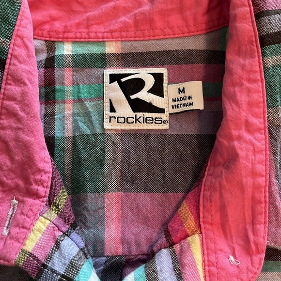 Rockies Long Sleeve Western Style Button Down Plaid Shirt Size M - Picture 13 of 16